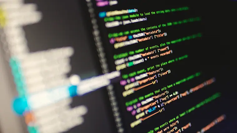 Close-up of code on a screen with a shallow depth of field.